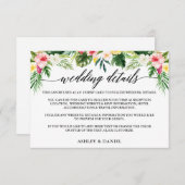 Kalligrafie Tropische Bloemen Bruiloft Details Informatiekaartje (Voorkant / Achterkant)