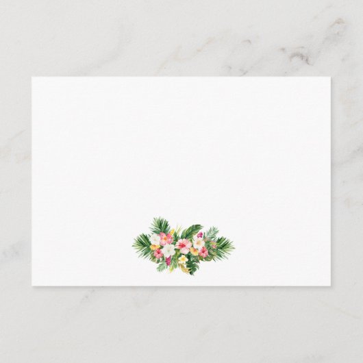 Kalligrafie Tropische Bloemen Bruiloft Details Informatiekaartje (Achterkant)
