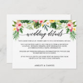 Kalligrafie Tropische Bloemen Bruiloft Details Kaa Uitnodiging Briefkaart (Voorkant / Achterkant)