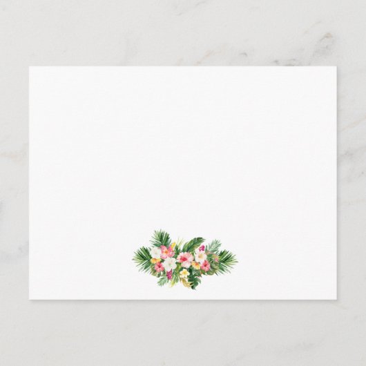 Kalligrafie Tropische Bloemen Bruiloft Details Kaa Uitnodiging Briefkaart (Achterkant)