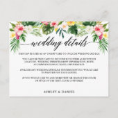Kalligrafie Tropische Bloemen Bruiloft Details Kaa Uitnodiging Briefkaart (Voorkant)