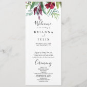 Kalligrafie Tropische Bloemen Bruiloft Programma Programmakaart (Voorkant)