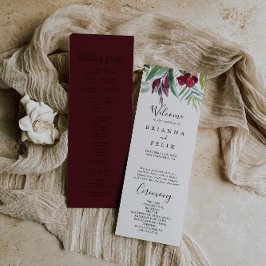 Kalligrafie Tropische Bloemen Bruiloft Programma Programmakaart