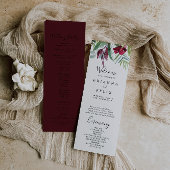 Kalligrafie Tropische Bloemen Bruiloft Programma Programmakaart