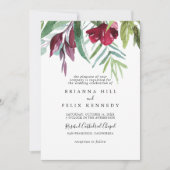 Kalligrafie Tropische Bloemen Traditionele Bruilof Kaart (Voorkant)