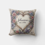 Kalligrafie Trouw Hart En Rozen Kussen (Voorkant)