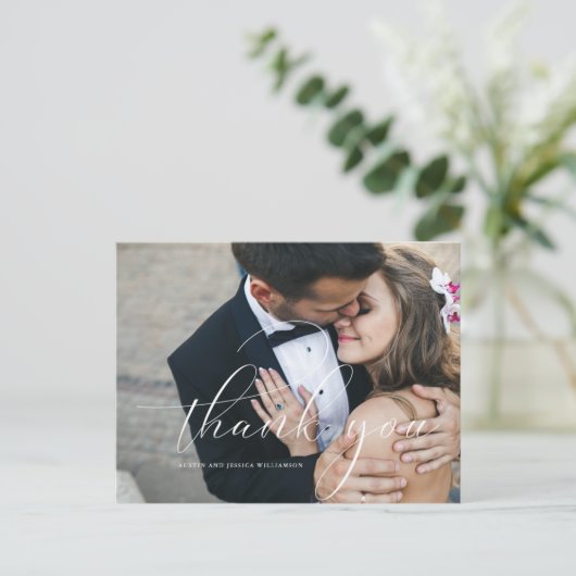 Kalligrafie Trouwbedankje Post Kaart (Staand voorkant)