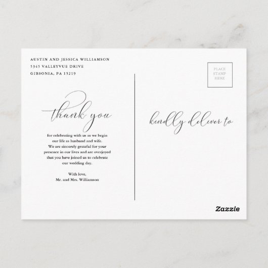 Kalligrafie Trouwbedankje Post Kaart (Achterkant)