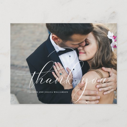 Kalligrafie Trouwbedankje Post Kaart (Voorkant)