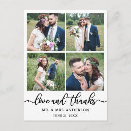 Kalligrafie Trouwcollage 4 foto's bedankt Briefkaart