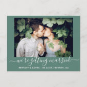 Kalligrafie Trouwen Bewaar de datum Groen Briefkaart (Voorkant)