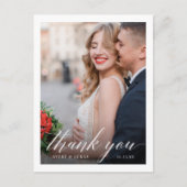 Kalligrafie trouwfoto dank u briefkaart (Voorkant)