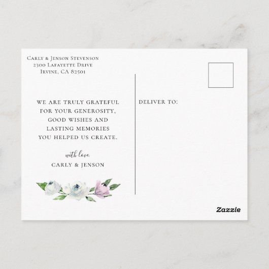 Kalligrafie trouwfoto dank u briefkaart (Achterkant)