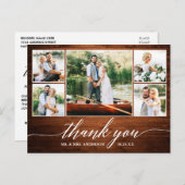 Kalligrafie Trouwfoto Hout 5 Foto Bedankt Briefkaart (Voorkant / Achterkant)