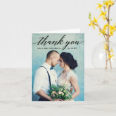 Kalligrafie Trouwfoto Opmerking Dank u Kaart (Gele Bloem)