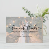 Kalligrafie Trouwfoto Overlay Liefde Bedankt Kaart (Staand voorkant)