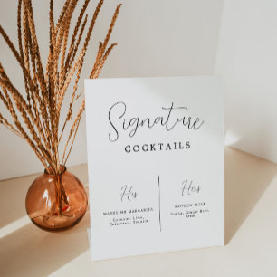 Kalligrafie Trouwhandtekening Cocktail Bar Reclamebord Met Voetstuk