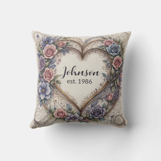 Kalligrafie Trouwhart en Rozen Kussen (Achterkant)
