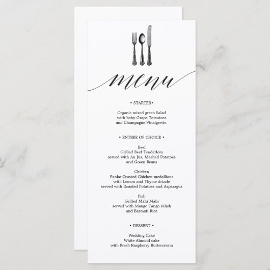 Kalligrafie Trouwmenu - Trouwmenu's Menu (Voorkant / Achterkant)