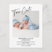 Kalligrafie Twee Schattigee tweeling geboorte beke Briefkaart (Voorkant)