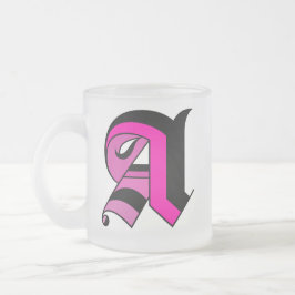 Kalligrafie type zwart en roze Initialen mok A