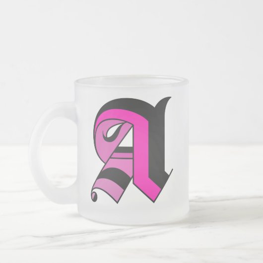 Kalligrafie type zwart en roze Initialen mok A (Links)