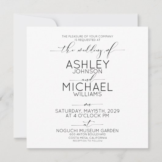 KALLIGRAFIE TYPOGRAFIE B & W Vierkante Foto Bruilo Kaart (Voorkant)