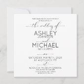 KALLIGRAFIE TYPOGRAFIE Zwart Wit Vierkant Huwelijk Kaart (Voorkant)