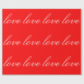 Kalligrafie Unieke Rood Wit Liefde Bruiloft Cadeaupapier (Vlak)