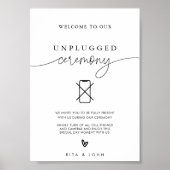 Kalligrafie Unplugged Ceremonie Trouwbord Poster (Voorkant)