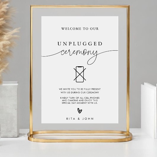 Kalligrafie Unplugged Ceremonie Trouwbord Poster