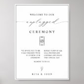 Kalligrafie Unplugged Ceremonie Trouwbord Poster (Voorkant)