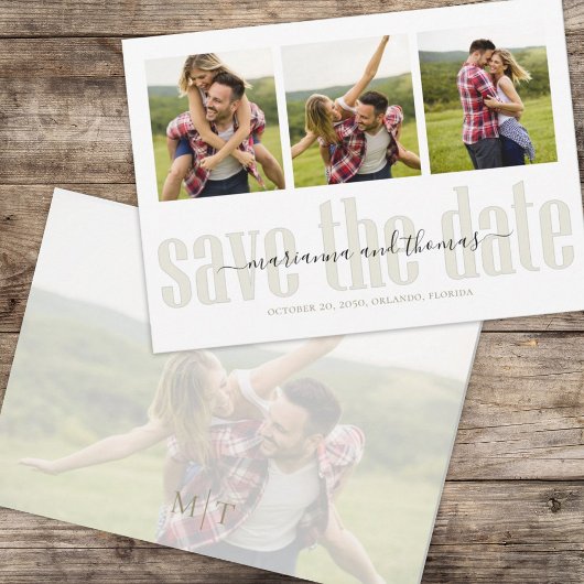 Kalligrafie Vellum Script Stijlvolle Multi Foto Save The Date