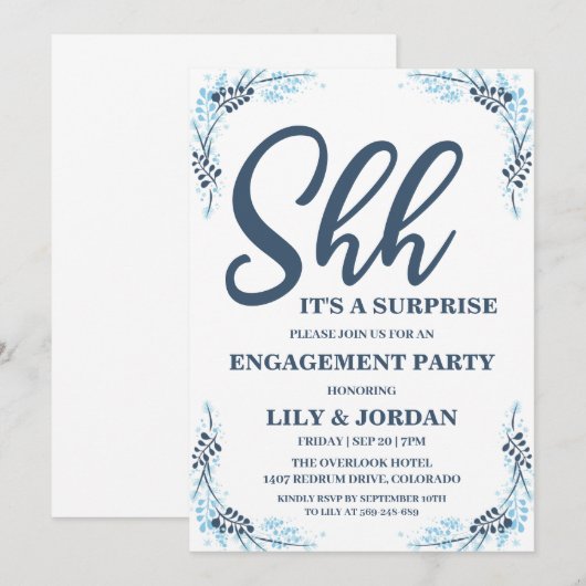 Kalligrafie Verrassing Engagement Party Uitnodigin Kaart (Voorkant / Achterkant)