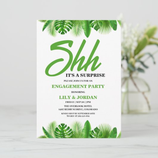 Kalligrafie Verrassing Engagement Party Uitnodigin Kaart (Staand voorkant)