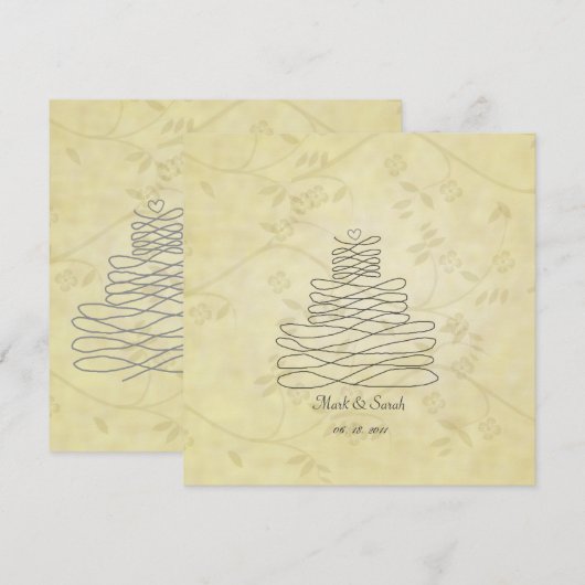  kalligrafie Vlaamse Cake Sq.Uitnodiging Kaart (Voorkant / Achterkant)