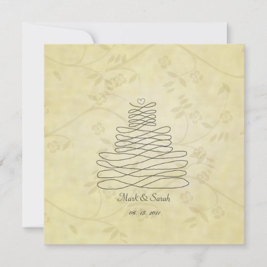 kalligrafie Vlaamse Cake Sq.Uitnodiging Kaart (Voorkant)