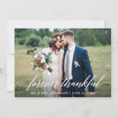 Kalligrafie voor altijd dankbaar 6 foto's bruiloft bedankkaart (Voorkant)