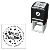 Kalligrafie Vrolijk kerstfeest en sterren Adres Zelfinktende Stempel (In situ)