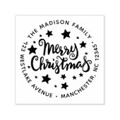 Kalligrafie Vrolijk kerstfeest en sterren Adres Zelfinktende Stempel (Design)