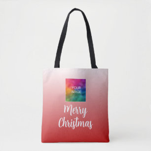 Kalligrafie Vrolijk Kerstfeest met uw foto / Logo Tote Bag