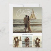 Kalligrafie Vrolijk Kerstfeest Nautische Foto Feestdagenkaart (Voorkant)