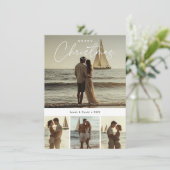 Kalligrafie Vrolijk Kerstfeest Nautische Foto Feestdagenkaart (Staand voorkant)