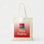 Kalligrafie Vrolijk Kerstfeest Upload foto of Logo Tote Bag (Voorkant)