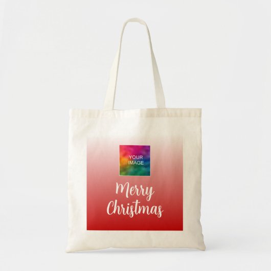 Kalligrafie Vrolijk Kerstfeest Upload foto of Logo Tote Bag (Voorkant)