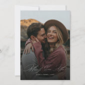 Kalligrafie Vrolijk Ooit Na Kerstfoto Feestdagenkaart (Voorkant)