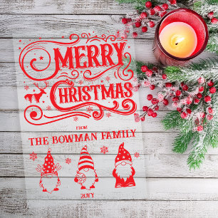 Kalligrafie Vrolijke Kerstkabouters Familie Groet Acryl Uitnodigingen