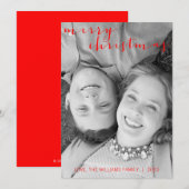 Kalligrafie Vrolijke Kerstmis Verticale Fotokaart Feestdagenkaart (Voorkant / Achterkant)