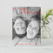 Kalligrafie Vrolijke Kerstmis Verticale Fotokaart Feestdagenkaart (Staand voorkant)