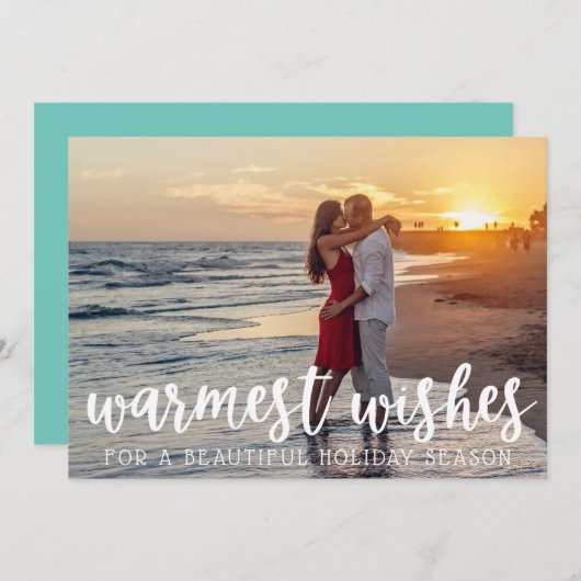 Kalligrafie Warmste Wensen Kerstfoto Feestdagenkaart (Voorkant / Achterkant)